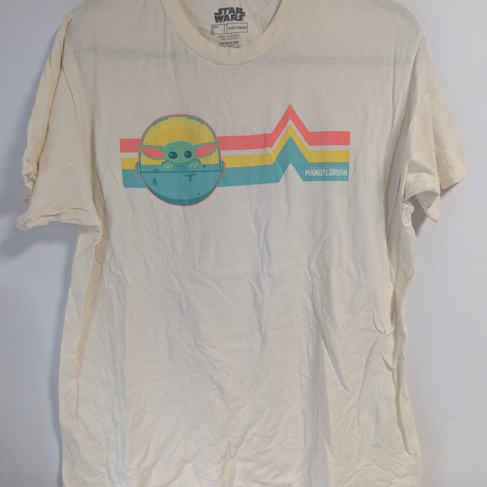 STAR WARS The Mandalorian Grogu Retro Sunset Graphic T-Shirt Men's Large
